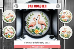 Car Coaster Flamingo Embroidery Product Image 1