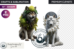 Watercolor Mystic Wolf Fantasy Clipart animal PNG Graphics Product Image 1