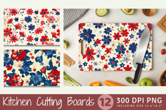 Patriotic Vintage Flowers Cutting Boards sublimation Designs Product Image 1