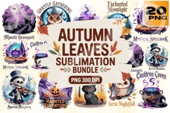 Haunted Harvest Autumn Leaves &amp; Spooky Scenes PNG Pack Product Image 1