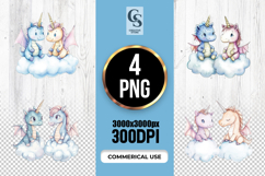 Pastel Baby Dragon Unicorn Clipart Sublimation PNG Product Image 1