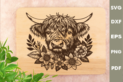 Highland cow Design, Cutting board SVG, Laser cut, Cricut Product Image 2