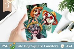 Summer Dog Square Coasters, Staffordshire Square Coasters Product Image 1