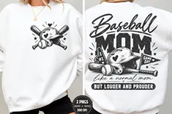 Baseball Mom Front Back PNG, Baseball Mom Chest Back Shirt D Product Image 2