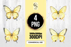 Yellow Butterfly Watercolor Clipart Sublimation PNG Product Image 1