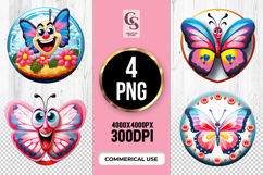 Cute Cartoon Butterfly Clipart Sublimation PNG Product Image 1