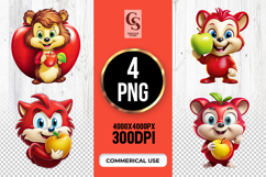 Cute Chipmunk With Apple Clipart Sublimation PNG Product Image 1