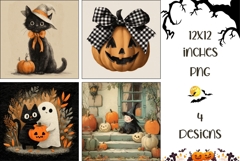 Halloween Cat Backgrounds, Spooky Pumpkins Digital Papers Product Image 1