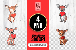 Cute Baby Deer Holding Heart Clipart Sublimation PNG Product Image 1