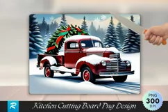 Snowy Vintage Farm Truck with Christmas Wreath Cutting Board Product Image 1