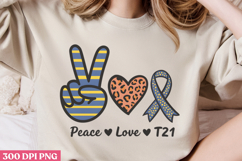 Peace Love T21 PNG, Syndrome Sublimation PNG Product Image 2