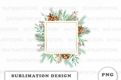 Watercolor Christmas Floral Frame png Product Image 1