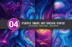 Purple Swirl Art Digital Paper Product Image 1