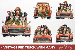 Vintage Red Truck With Many Clipart Product Image 1