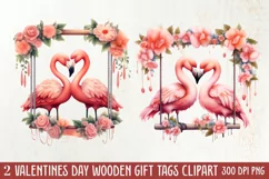 Valentine Animal On Swings Clipart, Valentine Animal Clipart Product Image 1