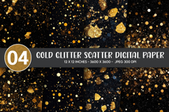 Gold Glitter Scatter Digital Paper Product Image 1