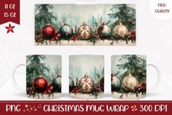 Vintage Christmas Mug Wrap, Christmas Sublimation Coffee Mug Product Image 1