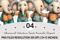 Whimsical Valentine Sweet Animals PNG Valentine's Day PNG Product Image 1