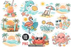 Cute Summer Beach Clipart PNG,Summer Clipart,Summer Png Product Image 1