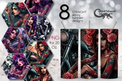Motorcycle girl | Skinny tumbler sublimation design bundle Product Image 1