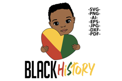 Black History SVG African Boy Holding Heart Sublimation art Product Image 1