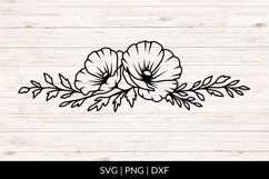 Hand Drawn Poppy Floral Border SVG Product Image 1