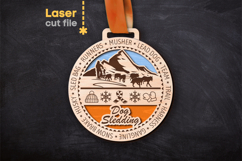 Dog Sledding Sport Medal SVG laser cut files for Glowforge Product Image 1