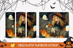 Kawaii Halloween Witch Tumbler, Fall Pumpkins Tumbler Product Image 1