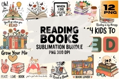 Whimsical Reading Books PNG Bundle 12 Cozy Sublimation Desig Product Image 1