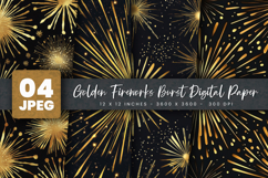 Golden Fireworks Burst Digital Paper Product Image 1