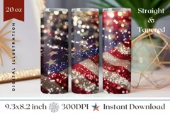Patriotic Tumbler Wrap, Glitter American Flag Tumbler Design Product Image 1