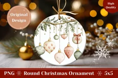 Watercolor Christmas Baubles Ornament PNG, Winter Ornament Product Image 1