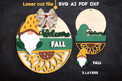 Fall Gnome Welcome SVG laser cut files for Glowforge Product Image 1