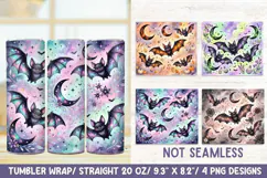 Halloween Bats 20 OZ Skinny Tumbler Wrap Sublimation PNG. Product Image 1