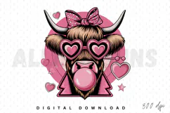 Highland Cow Sublimation PNG, Animal PNG Product Image 1