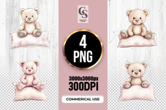 Teddy Bear Pillow Clipart Sublimation PNG Product Image 1