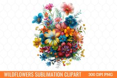 Colorful Wildflowers Sublimation Clipart Product Image 1