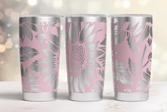 20oz Tumbler laser svg wrap|Sunflowers seamless pattern Product Image 2