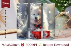 Christmas Dog Tumbler Wrap, Winter Sublimation Tumbler Product Image 1