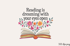 Reading is dreaming PNG, Reading Book Sublimation PNG Product Image 2