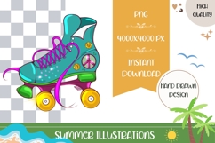 Hand Drawn Roller Skates Illustration, Summer Roller Skates Product Image 1