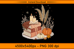 Autumn Books Candles and Pumpkins Sublimation PNG Product Image 1