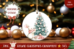 Christmas Rabbit Ornament, Pink Christmas Tree Ornament Product Image 1