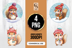 Winter Squirrel Clipart Sublimation PNG Product Image 1