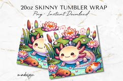 Cute Kawaii Axolotl Koi Fish 20 oz Skinny Tumbler Wrap PNG Product Image 2