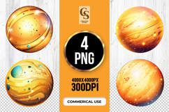 Golden Planet Clipart Sublimation PNG Product Image 1
