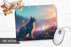 Rainbow Cat in an Enchanted Castle Mouse Pad PNG Design Product Image 1