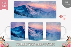 Art Mountains Mug Wrap Design, Landscape Mug Template Product Image 1