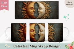 Moon Coffee Mug Wrap Design, Celestial Mug Sublimation Product Image 1