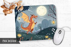 Curious Night Dragon Among Stars Mouse Pad PNG Design Product Image 1